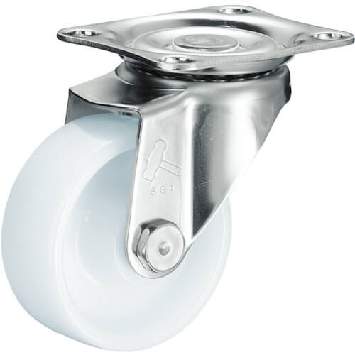 ลูกล้อรถเข็น พร้อมแป้นเหล็กสแตนเลส (ลูกล้อไนลอน) แบรนด์ HAMMER CASTER