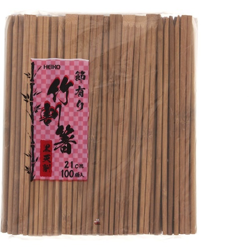 ตะเกียบไม้ไผ่สีดำ ปลายแหลม แบรนด์ HEIKO