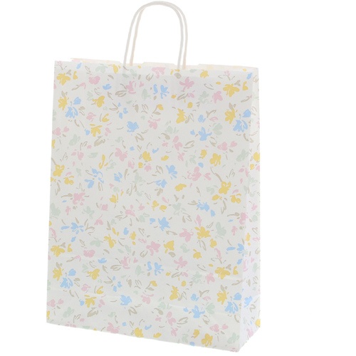 ถุงกระดาษหิ้ว, ถุงใส่จี้ 25 ชิ้น, ลายดอกไม้สีอ่อน แบรนด์ HEIKO