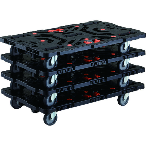 รถเข็นแพลตฟอร์มเรซินแบบต่อได้ Beetle (รถเข็นแพลตฟอร์ม 4 ชิ้น พร้อมตัวหยุด) - แบบหมุนได้รอบทิศทาง แบรนด์ TRUSCO