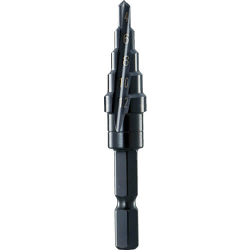 ดอกสว่านเจาะขั้นบันได Nice Mighty Step Drill (2 ฟลุต, เคลือบออกไซด์สีดำ, แกนหกเหลี่ยม) แบรนด์ TRUSCO