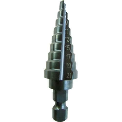 ดอกสว่านเจาะขั้นบันได Nice Mighty Step Drill (2 ร่อง, เคลือบออกไซด์สีดำ, ก้านตรง) แบรนด์ TRUSCO