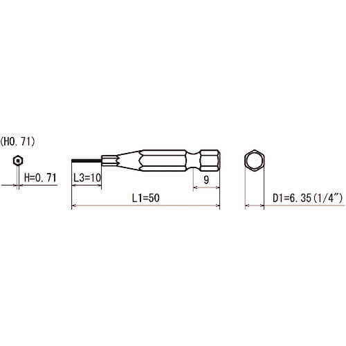 V-17 แกนหกเหลี่ยม 6.35mm (ดอกไขควงหัวหกเหลี่ยม) แบรนด์ OHMI SEIKI