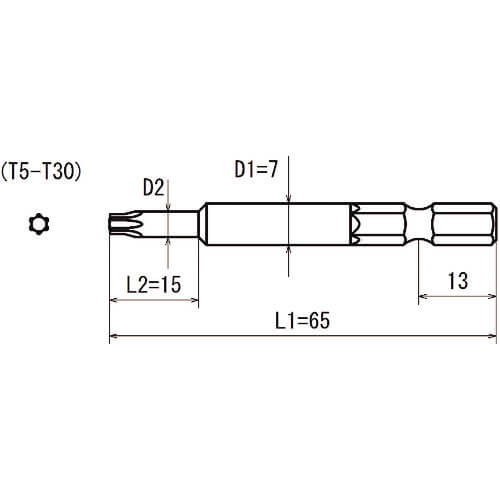 V-21 แกนหกเหลี่ยม 6.35mm (ดอกไขควงหัวท็อกซ์) แบรนด์ OHMI SEIKI