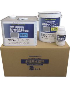 ชุดสีกันน้ำสูตรน้ำ 8 ตร.ม. สำหรับทาสีรองพื้นกันน้ำ/เคลือบกันน้ำ FRP ที่มีอยู่เดิม (ชั้นกลางสีเทา/ชั้นเคลือบสีเทาด้านบน)