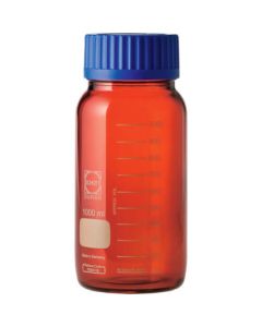 ขวดฝาเกลียว ปากกว้าง น้ำตาลเข้ม ฝาน้ำเงิน 1 L (10 ชิ้น)