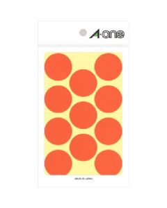 A-one(TM) ป้ายสีกลม 30 มม. Φ ส้ม (รวม 14 ชิ้น)