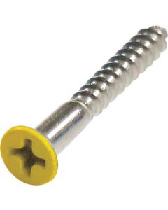 สกรูคอสแตนเลส สกรูไม้ หัวจม 2.7x20 สีเหลือง (16 ตัว)