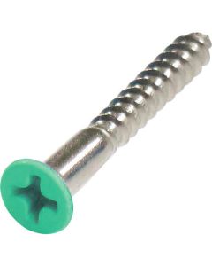 สกรูคอสแตนเลส สกรูไม้ หัวจม 3.5x32 สีเขียวมิ้น (16 ตัว)