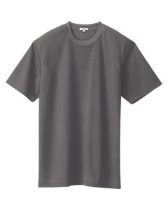 เสื้อยืดแขนสั้นดูดซับเหงื่อและแห้งเร็ว (เย็นสบาย) (ไม่มีกระเป๋า) (unisex) สีเทาถ่าน LL