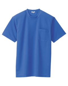 เสื้อยืดแขนสั้นดูดซับเหงื่อและแห้งเร็ว (เย็นสบาย) (มีกระเป๋า) (unisex) สีน้ำเงินรอยัลบลู LL