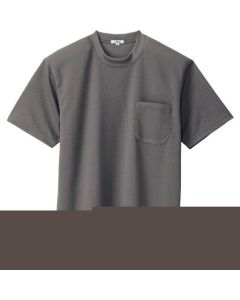 เสื้อยืดแขนสั้นดูดซับเหงื่อและแห้งเร็ว (เย็นสบาย) (มีกระเป๋า) (unisex) สีเทาถ่าน LL