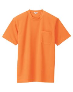 เสื้อยืดแขนสั้นดูดซับเหงื่อและแห้งเร็ว (เย็นสบาย) (มีกระเป๋า) (unisex) ส้ม S