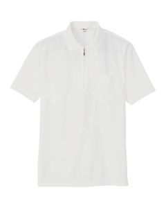 ซับเหงื่อและแห้งเร็ว (เย็นสบาย) เสื้อโปโลแขนสั้นมีซิป (unisex) สีขาว 4L