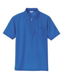 ซับเหงื่อและแห้งเร็ว (เย็นสบาย) เสื้อโปโลแขนสั้นมีซิป (unisex) สีน้ำเงินรอยัลบลู LL
