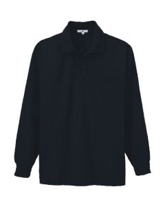 เสื้อโปโลแขนยาวดูดซับเหงื่อและแห้งเร็ว (เย็นสบาย) พร้อมที่เสียบปากกา (unisex) สีดำ M