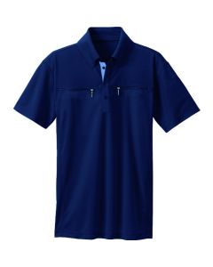 เสื้อโปโลแขนสั้นซิปคู่ติดกระดุม (unisex) สีกรมท่า S