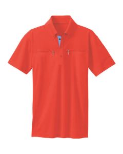 เสื้อโปโลแขนสั้นซิปคู่ติดกระดุม (unisex) สีแดง M