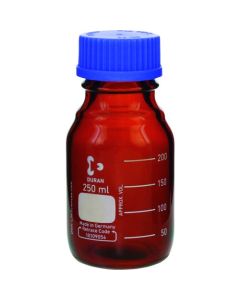ขวดฝาเกลียวทนความร้อน สีน้ำตาลแดง ฝาสีน้ำเงิน ขนาด 250 มล. บรรจุ 10 ขวด