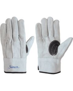 ถุงมือหนังวัว มีแถบสีดำเงิน 107AAA