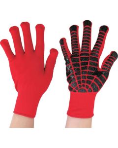 ถุงมือไนลอนยืดหยุ่น Pitante แบบมีแถบกันลื่น สีแดง ฟรีไซส์