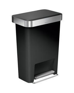 Rectangular step trash can with liner pocket