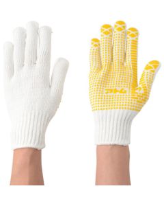 Yellow Polyvinyl Chloride Dotted Polyester Knitted Glove 10ชุด