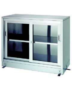 ตู้เก็บของสแตนเลสแบบชั้นเดียวพร้อมฐาน รุ่น LG (ประตูกระจก) ขนาด 1800 x 450 x 950 มม.