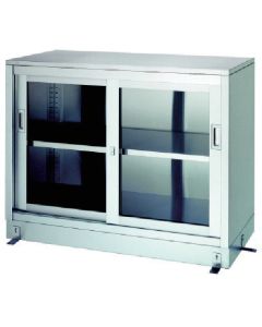 ตู้เก็บของสแตนเลสแบบชั้นเดียว รุ่น LG (ประตูกระจก) ขนาด 1200 x 450 x 950 มม.