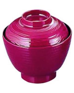 ชามกลมขนาดเล็กทำจากเมลามีนลายไม้ สีแดงเข้มด้านใน รุ่น 758F-TB พร้อมฝาปิด