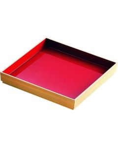 ถาดสี่เหลี่ยม P630 ไม้สีขาว ด้านในสีแดง