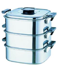 หม้อนึ่งทรงสี่เหลี่ยม PE 18-0 ขนาด 27 ซม. 2 ชั้น