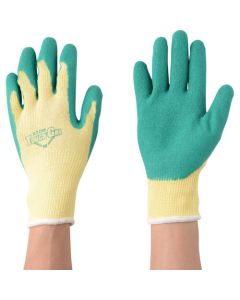 Green Natural Rubber Palm Coated Glove. Pack Of 3 Pairs. M ชุดละ 3ชุด