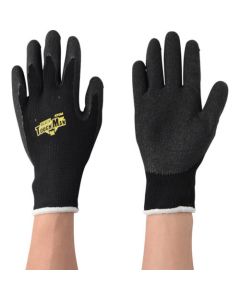 3 Packed Natural Rubber Palm Coated Black Cotton And Polyester Knitted Gloves Size: M 1ชุด