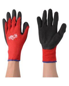 3 Packed Natural Rubber Palm Coated Red Cotton And Polyester Knitted Gloves Size: XL ถุงละ 3ชุด