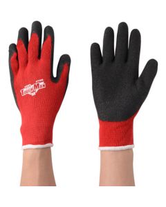 3 Packed Natural Rubber Palm Coated Red Cotton And Polyester Knitted Gloves Size: M ถุงละ 3ชุด