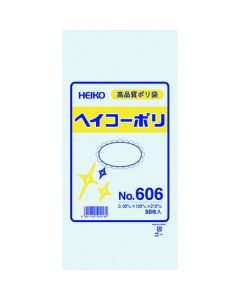 ถุงพลาสติกโพลีเอทิลีน ขนาดมาตรฐานเบอร์ 606 ไม่มีเชือกผูก บรรจุ 50 ถุงต่อแพ็ค