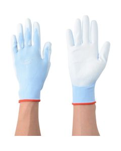 Polyurethan Palm Coted Light Blue Nylon Knitted Glove Size:L 10ชุด