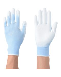 Polyurethan Palm Coted Light Blue Nylon Knitted Glove Size:M 10ชุด