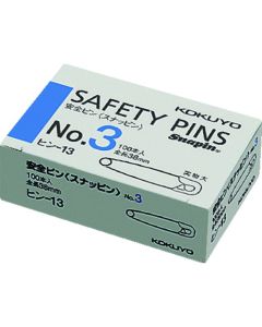 เข็มกลัดนิรภัยเบอร์ 3 ขนาดประมาณ 8 x 38 มม. จำนวน 100 ชิ้น รหัส HIN-13