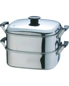 หม้อนึ่งทรงสี่เหลี่ยม DENSAN (T) 18-8 ขนาด 29 ซม. 2 ชั้น