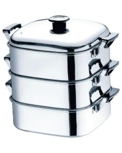 หม้อนึ่งสี่เหลี่ยม DENSAN (T) 18-8 ขนาด 29 ซม. 3 ชั้น