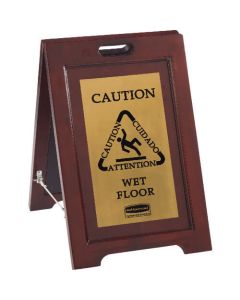 Executive Wooden Multi-Lingual Caution Sign, 2-Sided