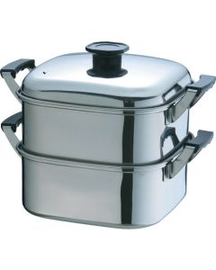 หม้อนึ่งทรงสี่เหลี่ยม DENSAN (T) 18-8 ขนาด 24 ซม. 2 ชั้น