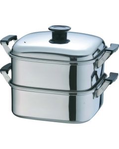 หม้อนึ่งทรงสี่เหลี่ยม DENSAN (T) 18-8 ขนาด 27 ซม. 2 ชั้น