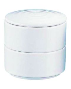 กล่องเบนโตะทรงกลม สองชั้น สีขาว รหัสสินค้า Y-022