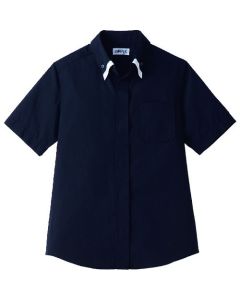 เสื้อเชิ้ตแขนสั้นคอปกแบบติดกระดุมหลายชั้น ไซส์ M รหัส ET-1314 สีดำ x ขาว