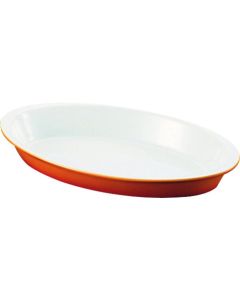 จานอบกราแตงรูปไข่ สีน้ำตาล (มีขอบ) 1011-31B