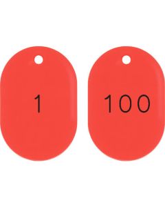 Numerical Coloed Oval Tags(1-100) ชุดละ 100แผ่น