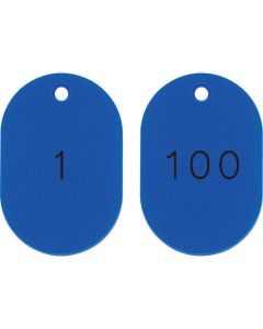 ป้ายชื่อวงรี 1-100/หมายเลขซีเรียล การ์ดวงรีสีน้ำเงิน 453-BL (1-100) 45 x 30 มม. ชุด 100 ชิ้น